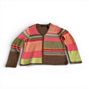 Crazy Horse Collection Women’s Colorful Striped Cardigan - L